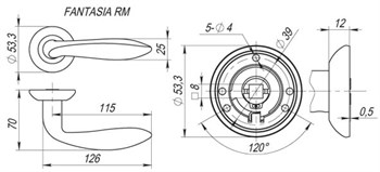 Ручка Fuaro (Фуаро) раздельная R.RM54.FANTASIA (FANTASIA RM) SN/CP-3 матовый никель/хром - фото 81673