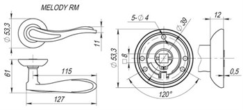 Ручка Fuaro (Фуаро) раздельная R.RM54.MELODY (MELODY RM) AB/GP-7 бронза/золото - фото 81700 Ручка Fuaro (Фуаро) раздельная R.RM54.MELODY (MELODY RM) AB/GP-7 бронза/золото - фото 81700