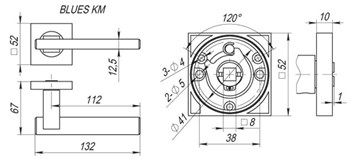 Ручка Fuaro (Фуаро) раздельная K.KM52.BLUES (BLUES KM) SN/CP-3 матовый никель/хром - фото 81720