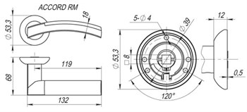 Ручка Fuaro (Фуаро) раздельная R.RM54.ACCORD (ACCORD RM) SN/CP-3 матовый никель/хром - фото 81726 Ручка Fuaro (Фуаро) раздельная R.RM54.ACCORD (ACCORD RM) SN/CP-3 матовый никель/хром - фото 81726