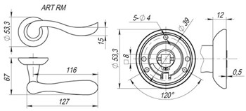 Ручка Fuaro (Фуаро) раздельная ART RM SG/GP-4 - фото 81734