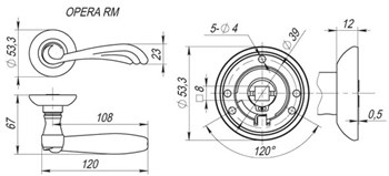 Ручка Fuaro (Фуаро) раздельная R.RM54.OPERA (OPERA RM) AB/GP-7 бронза/золото - фото 81761