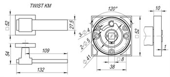 Ручка Fuaro (Фуаро) раздельная TWIST KM SN/CP-3 - фото 81770 Ручка Fuaro (Фуаро) раздельная TWIST KM SN/CP-3 - фото 81770