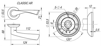 Ручка Fuaro (Фуаро) раздельная CLASSIC AR AB/GP-7 бронза/золото, квадрат 8x140 мм - фото 81782