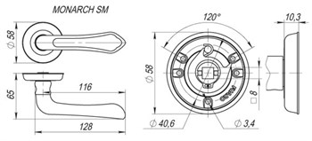 Ручка Fuaro (Фуаро) раздельная R.SM58.MONARCH (MONARCH SM) AB-7 матовая бронза - фото 81840