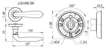 Ручка Fuaro (Фуаро) раздельная R.SM58.LOUVRE (LOUVRE SM) GOLD-24 золото 24К - фото 81849