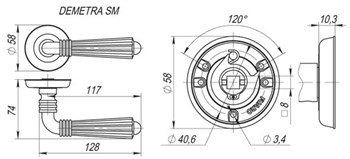 Ручка Fuaro (Фуаро) раздельная R.SM58.DEMETRA (DEMETRA SM) MAB-6 темная бронза - фото 81861