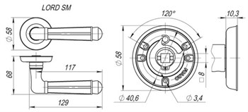 Ручка Fuaro (Фуаро) раздельная R.SM58.LORD (LORD SM) AB-7 матовая бронза - фото 81871