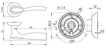 Ручка Fuaro (Фуаро) раздельная ARIA RM SN/CP-3 матовый никель/хром - фото 81880