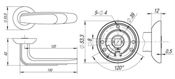Ручка Fuaro (Фуаро) раздельная WING RM/HD SN/CP-3 матовый никель/хром - фото 81985