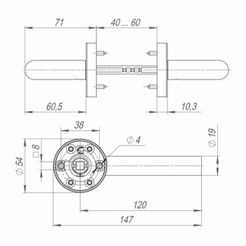 Ручка Fuaro (Фуаро) раздельная R.DSS201-0204/19 (DSS-0204/19) INOX 201 - фото 82103
