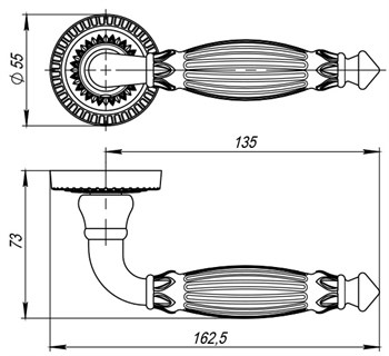 Ручка Armadillo (Армадилло) раздельная R.CL55.Bella (Bella CL2) AS-9 античное серебро - фото 82282