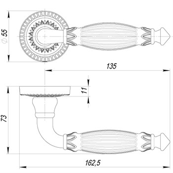 Ручка Armadillo (Армадилло) раздельная Bella CL2/HD СP-8 Хром - фото 82458