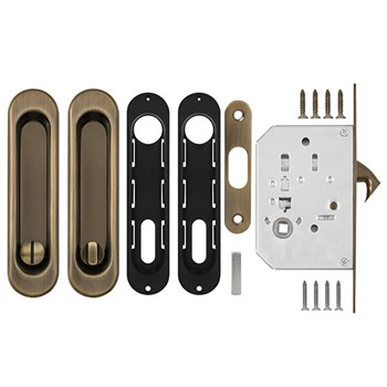 Защелка Punto (Пунто) с ручками для раздвижных дверей SH.SL152.KIT011-BK (Soft LINE SL-011) АВ бронза - фото 82880