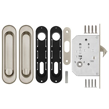 Защелка Punto (Пунто) с ручками для раздвижных дверей SH.SL152.KIT011-BK (Soft LINE SL-011) SN-3 матовый никель - фото 82888