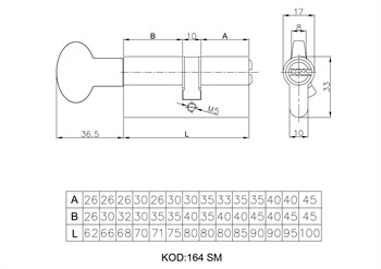 Цилиндровый механизм Kale kilit (Кале килит) с вертушкой 164 SM/68 (26+10+32) mm никель 5 кл. - фото 83278