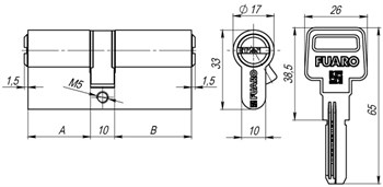 Цилиндровый Fuaro (Фуаро) механизм R600/80 mm (30+10+40) CP хром 5 кл. - фото 83368
