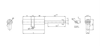 Цилиндровый механизм Kale kilit (Кале килит) под вертушку (дл.шток) 164 SX/81 (45+10+26) mm никель 5 кл. - фото 83506