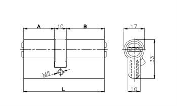 Цилиндровый Kale kilit (Кале килит) механизм перекодируемый 164 OBS BNE-Z/80 (35+10+35) mm никель 5 кл.+ 2 кл. - фото 83574