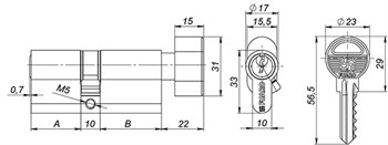 Цилиндровый механизм Fuaro (Фуаро) с вертушкой 100 ZM 80 mm (30+10+40) BP латунь 5 кл. - фото 83742 Цилиндровый механизм Fuaro (Фуаро) с вертушкой 100 ZM 80 mm (30+10+40) BP латунь 5 кл. - фото 83742