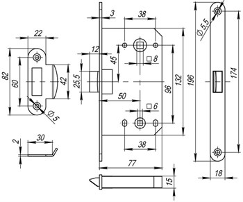 Защелка Fuaro (Фуаро) PLASTP96WC-50 (P96WC-50) SN мат.никель - фото 84452