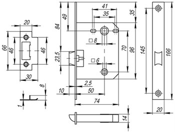 Защелка Fuaro (Фуаро) врезная PLASTP72-50 (P72-50) GR графит - фото 84576