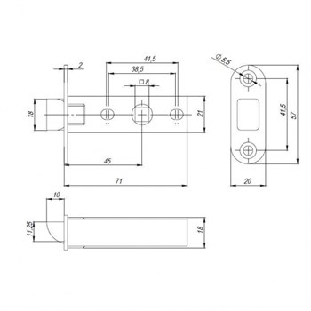 Защелка Punto (Пунто) PLASTPL45-R20 (PL45-R20) (врезная) SN мат. никель упаковка - фото 84602
