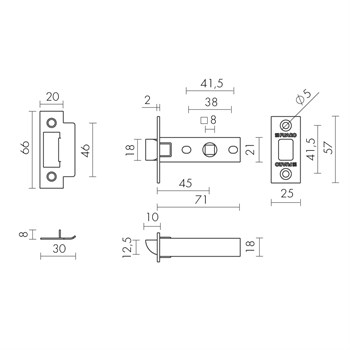 Защелка Fuaro (Фуаро) врезная METF12-45-25 (F12-45-25) BL черный - фото 84663