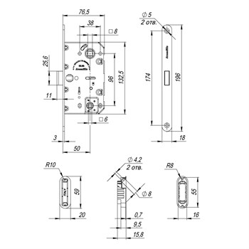 Магнитная Armadillo (Армадилло) защелка WC с ответной планкой GRAVITY G01.196.50.96 CP хром - фото 84725