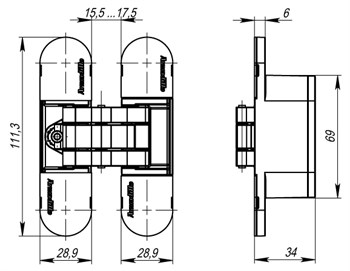 Петля скрытой установки с 3D-регулировкой Armadillo 11160UN3D (Architect 3D-ACH Universal 60) SC «матовый хром» - фото 85479 Петля скрытой установки с 3D-регулировкой Armadillo 11160UN3D (Architect 3D-ACH Universal 60) SC «матовый хром» - фото 85479
