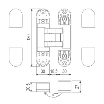 E30200.92.91 (белый) петля AGB (АГБ) ECLIPSE 2.1 (4 накладки в комплекте), 60 кг. - фото 85551