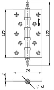 Петля Armadillo (Армадилло) универсальная IN5500UA SG (500-A5) 125х75х3 мат. золото Box - фото 85605