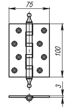 Петля Armadillo (Армадилло) универсальная IN4500UA GP (500-A4) 100x75x3 золото Box - фото 85611