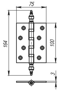 Петля Armadillo (Армадилло) универсальная IN4500UB GP (500-B4) 100x75x3 золото Box - фото 85614