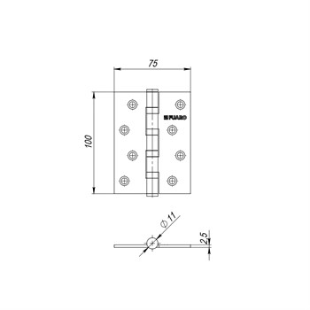 Петля Fuaro (Фуаро) универсальная IN4400UA-BL АС (4BB/A/BL 100x75x2,5) медь БЛИСТЕР - фото 85776