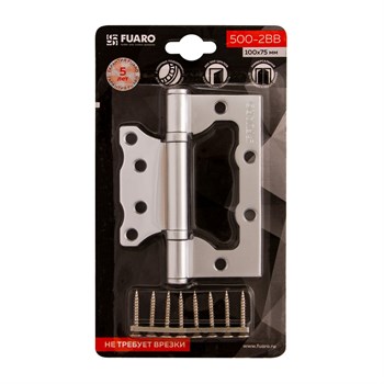 Петля Fuaro (Фуаро) универсальная без врезки IN4500W-BL PC (500-2BB/BL 100x2,5) перламутровый хром БЛИСТЕР - фото 86095