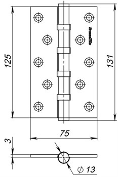 Петля Armadillo (Армадилло) универсальная IN5500UC SN (500-C5) 125х75х3 мат. никель Box - фото 86123