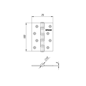 Петля Fuaro (Фуаро) универсальная HEAVY IN4400U BL (черный) 100х75х3 мм - фото 86153