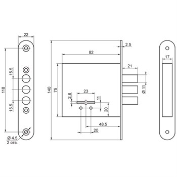 Замок Sam (Сам) врезной сувальдный ЗВ8-4С/13, 3 кл. /76600/ - фото 86175