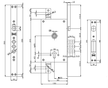 Корпус Kale kilit (Кале килит) врезного цилиндрового замка с защёлкой 352/R w/b (с креплением под тяги) - фото 86186 Корпус Kale kilit (Кале килит) врезного цилиндрового замка с защёлкой 352/R w/b (с креплением под тяги) - фото 86186