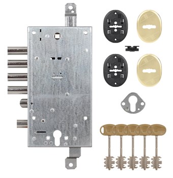 Замок Mottura (Моттура) врезной двухсистемный 54.597-S (левый), без накл. - фото 86200