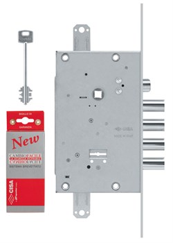 Замок Cisa (Чиза) врезной сувальдный с защёлкой NEW CAMBIO FACILE 57.685.48 (тех. упаковка), ключ 44 мм - фото 86250