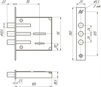 Замок Mettem (Меттэм) врезной сувальдный ЗВ8 802.0.0, 5 кл. - фото 86293