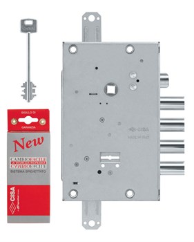 Замок Cisa (Чиза) врезной сувальдный с защёлкой NEW CAMBIO FACILE 57.665.48 (тех. упаковка), ключ 44 мм - фото 86299