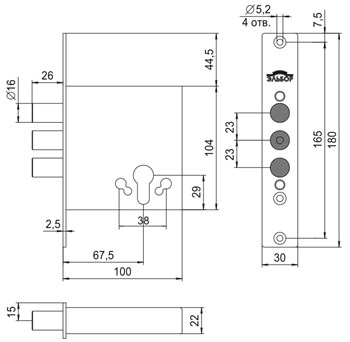 Корпус Elbor (Эльбор) врезного замка Лазурит 1.01.07 /14370/ - фото 86373