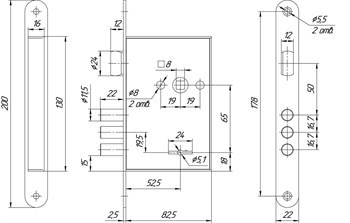 Замок Mettem (Меттэм) врезной сувальдный с защёлкой ЗВ9 902.0.0, 5 кл. - фото 86379