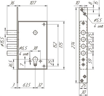 Корпус Mettem (Меттэм) врезного замка ЗВ1 711.0.0 (никель) - фото 86391