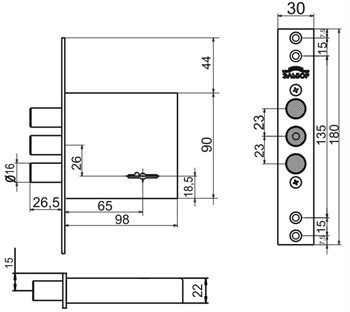 Замок Elbor (Эльбор) врезной сувальдный Лазурит 1.02.07, 5 кл. /39274/ - фото 86415