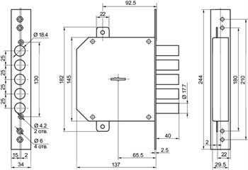 Замок Border (Бордер) врезной сувальдный ЗВ8-6 ПК5Т/15 с тягами (прав.), 5 кл. /72201/ - фото 86464