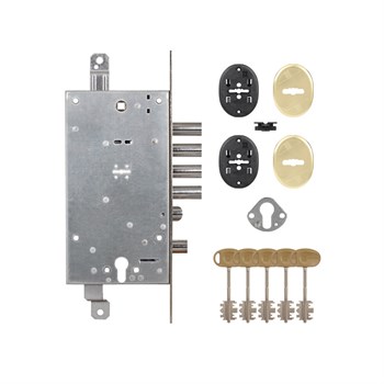 Замок Mottura (Моттура) врезной двухсистемный 54.787, (без накладок) ключ 60 мм - фото 86501